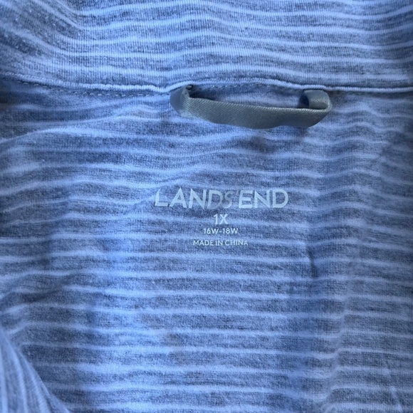 Lands' End Striped Pajama Set 1X 16w-18w grey white long sleeve with pants - Picture 4 of 7